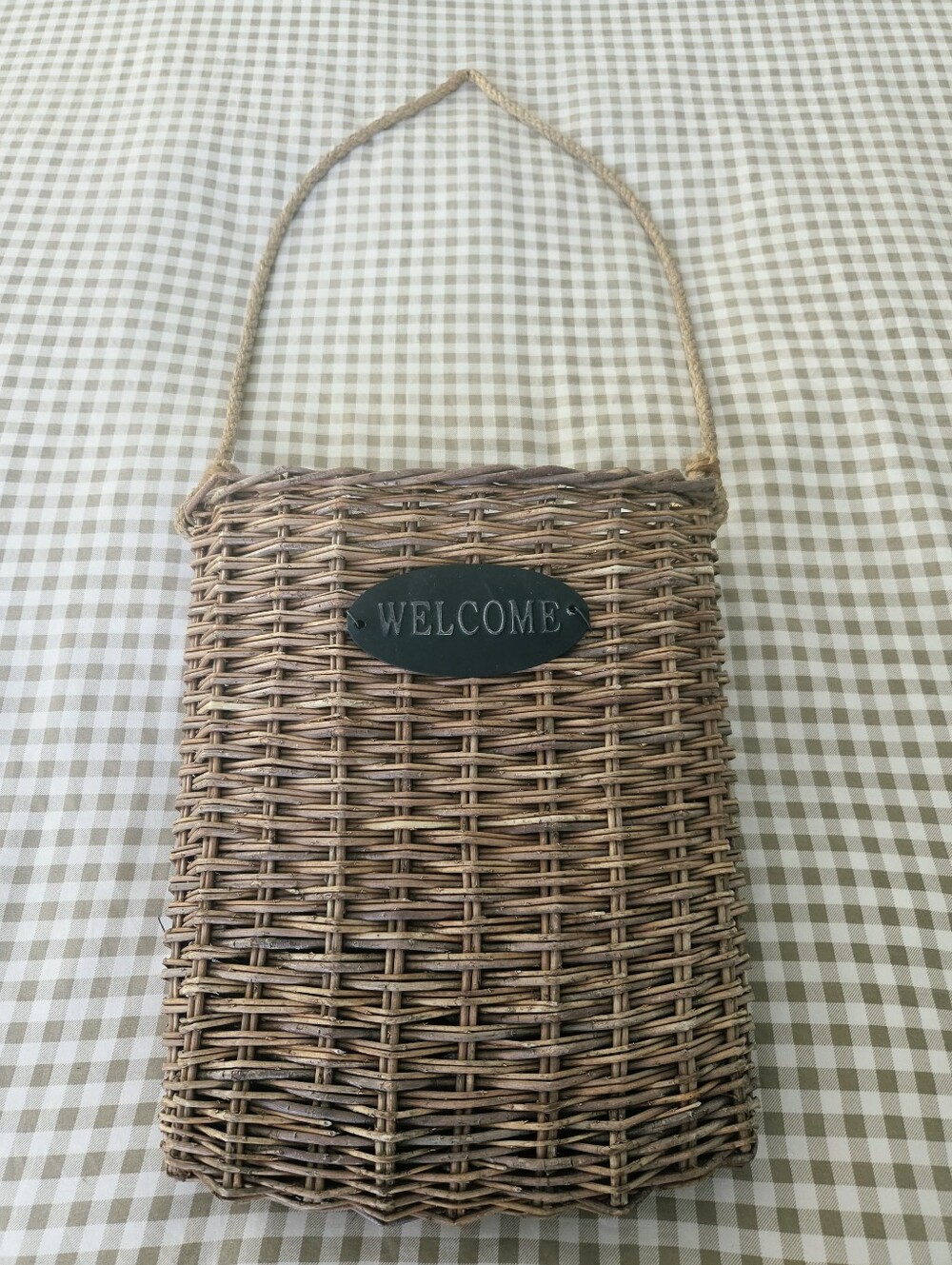 A&B Home Cottage Style "Welcome" Woven Wicker / Rattan Basket